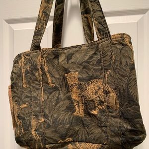 Knitting /all purpose bag from Hillside Bags.  Animal print, suede accents.